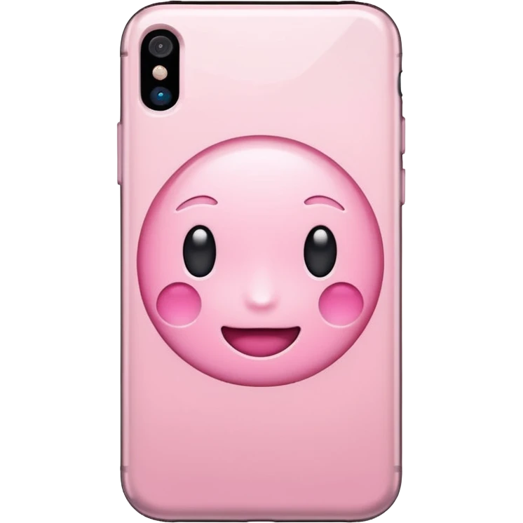 pastel pink iPhone, with a shiny finish, iOS Apple emoji style emoji