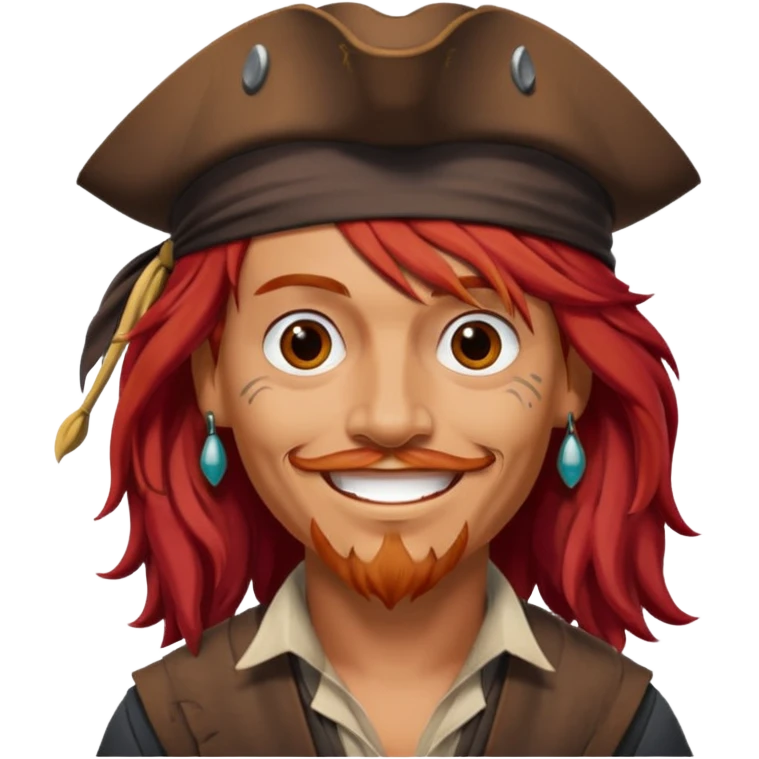 Jack Sparrow smiling, red hair emoji