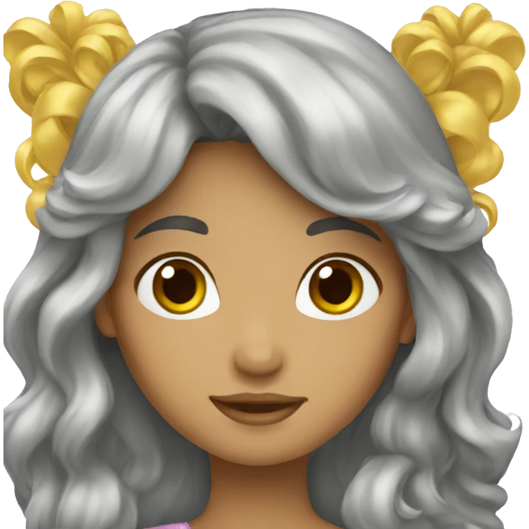 princess emoji with long brown hair and bangs emoji