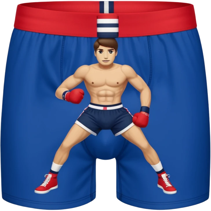 Rapaz branco magro cabelos escuros usando cueca Boxer Tommy Hilfiger emoji