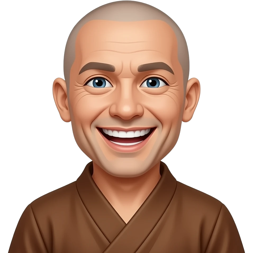 Thin Monk laughing in sarcastic and sexy way emoji