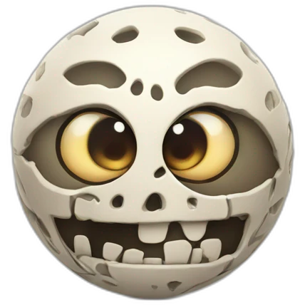 3d sphere with a cartoon Skeleton skin texture with big feminine eyes emoji