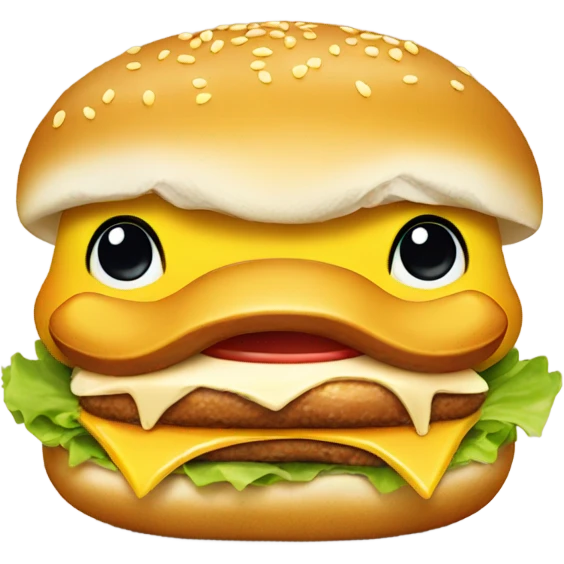 baby duck eating chicken burger  emoji