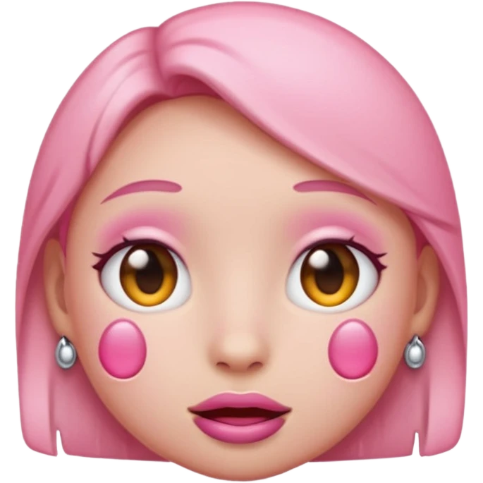 Pink emoji with piercings emoji
