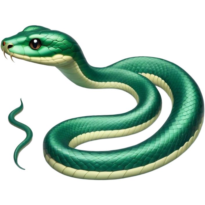 Cinematic Noble Chinese Water Snake Portrait Emoji, Poised and graceful, with a slender, sinuous build and a sleek, iridescent coat of muted greens and blues, deep-set soulful eyes, Simplified yet sharp and sophisticated features, highly detailed, glowing with a soft, dignified aquatic glow, high shine, intelligent and fluid, stylized with an air of waterborne elegance, focused and attentive, soft glowing outline, capturing the essence of a watchful and confident water snake that feels as though it could glide out of the screen with effortless authority! emoji