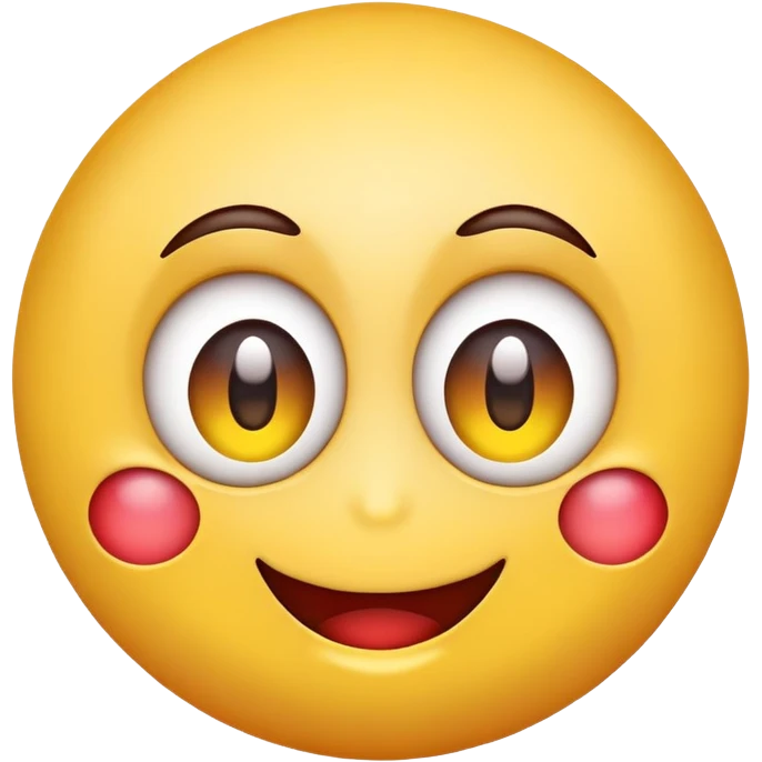A smiley emoju with big eyes and the eyes have a red tint to them emoji