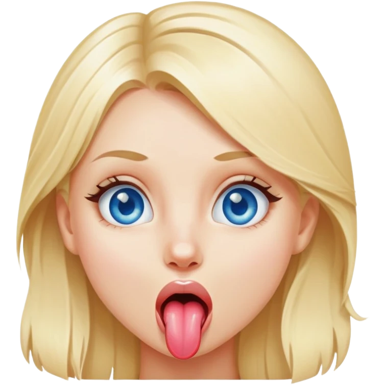 blonde blue eyed girl sticking long tongue out emoji