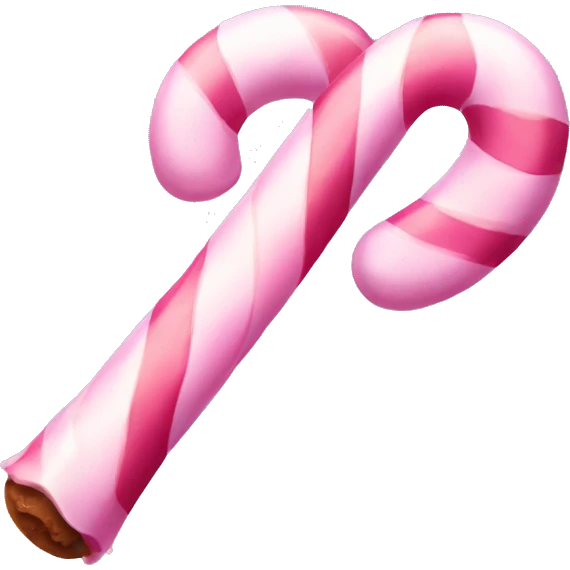 Pastel pink sparkly candy cane emoji