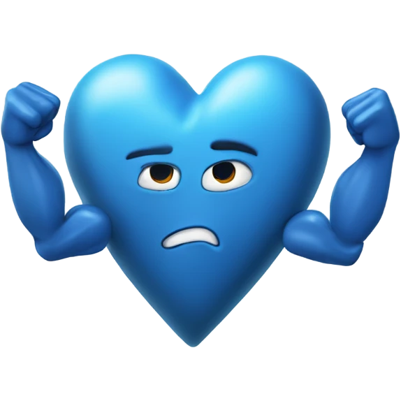 Blue love heart with muscles ￼ emoji