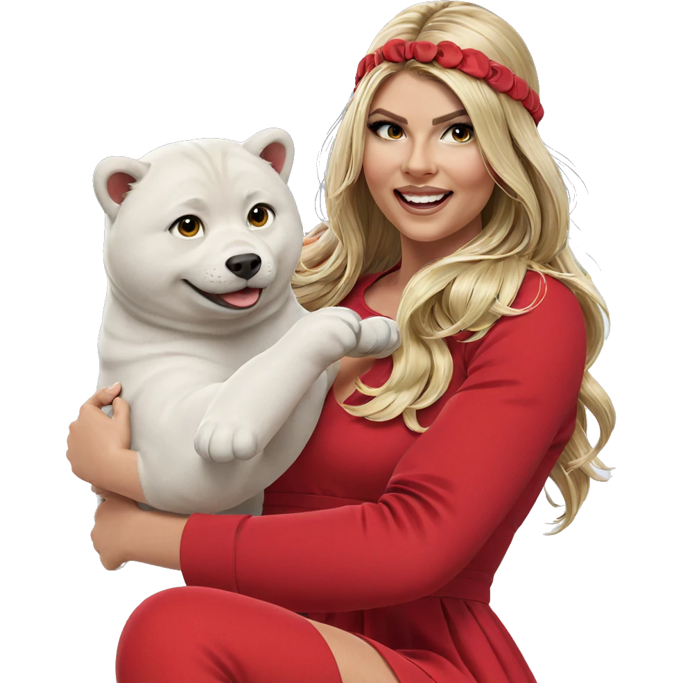 blonde girl in red dress emoji