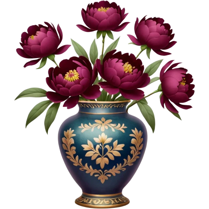 burgundy peonies in a vintage vase emoji