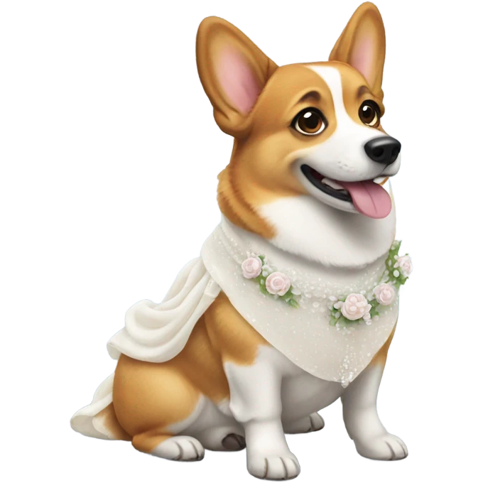 Corgi wearing wedding dress emoji