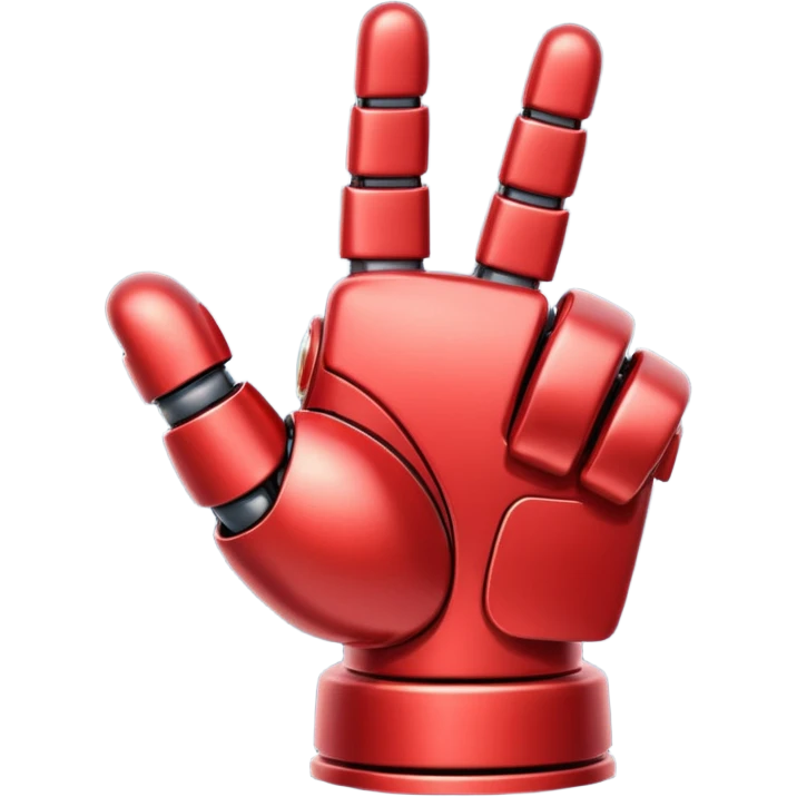 robot hand closed fist but the thumb is up and make the color of the robot  in the shade red emoji