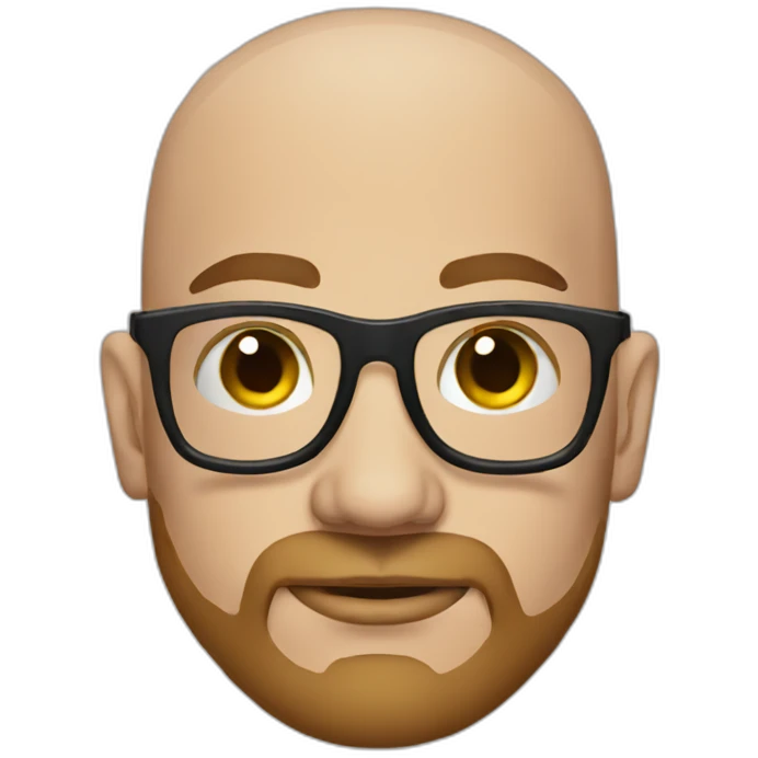 Tattooed bald man with beard and glasses emoji