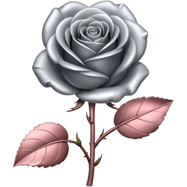 gray metal chrome rose, without green leaves, just flower emoji