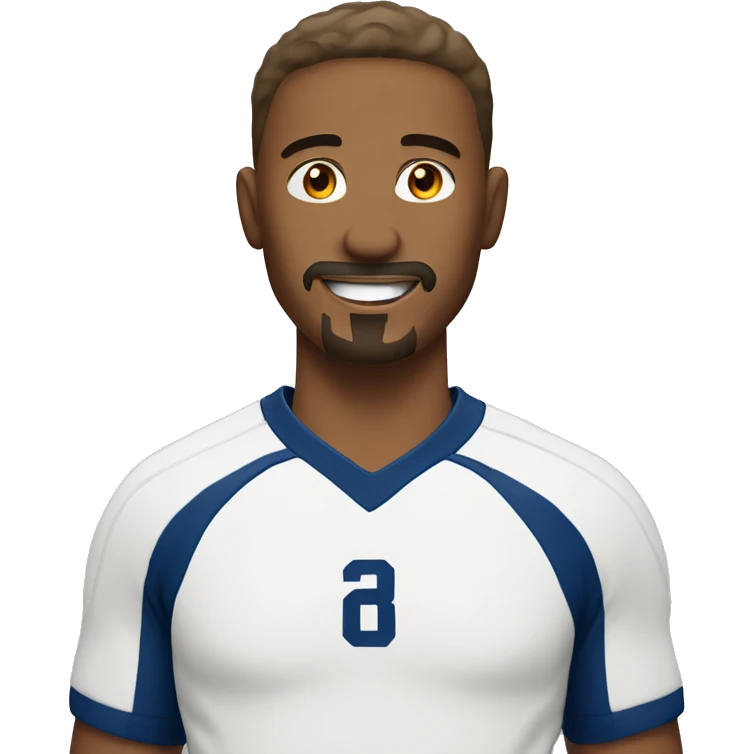 grown skin man with goatee in volleyball uniform smilng emoji