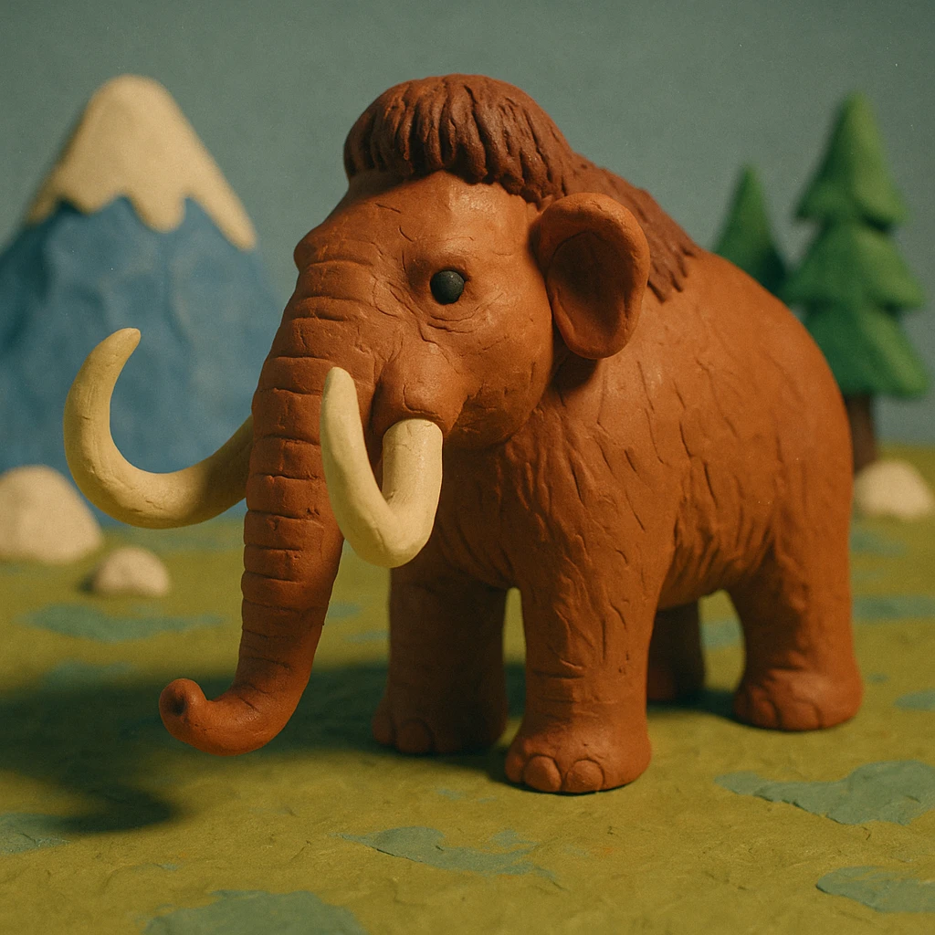 Siberian mammoth, ancient, claymation style emoji
