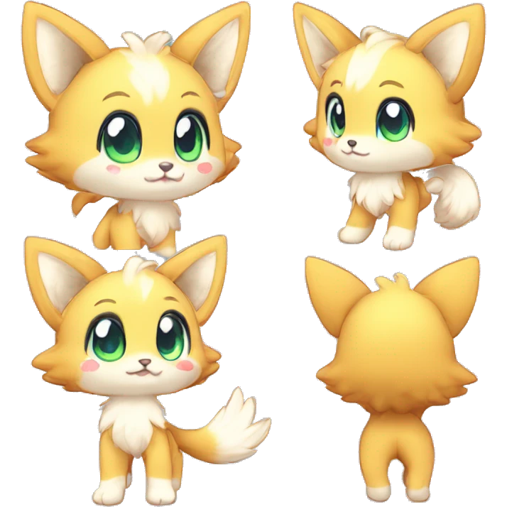 Cute Kawaii Chibi Anthro Fur-Sona Pretty Shiny Colorful Sparkly Fakemon Full Body emoji