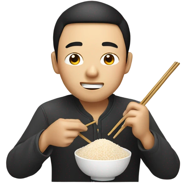 Chinese man eating rice emoji