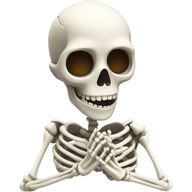 Skeleton making heart with hands emoji