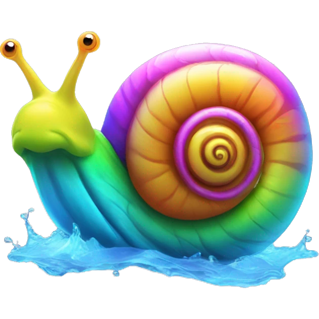 Neon snail in rainbow water  emoji