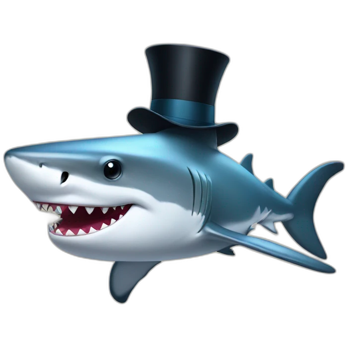 Shark with a top hat emoji