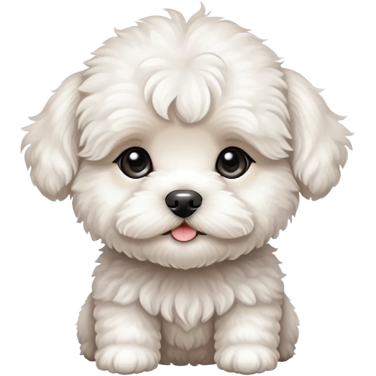 White Maltipoo puppy cute face  emoji