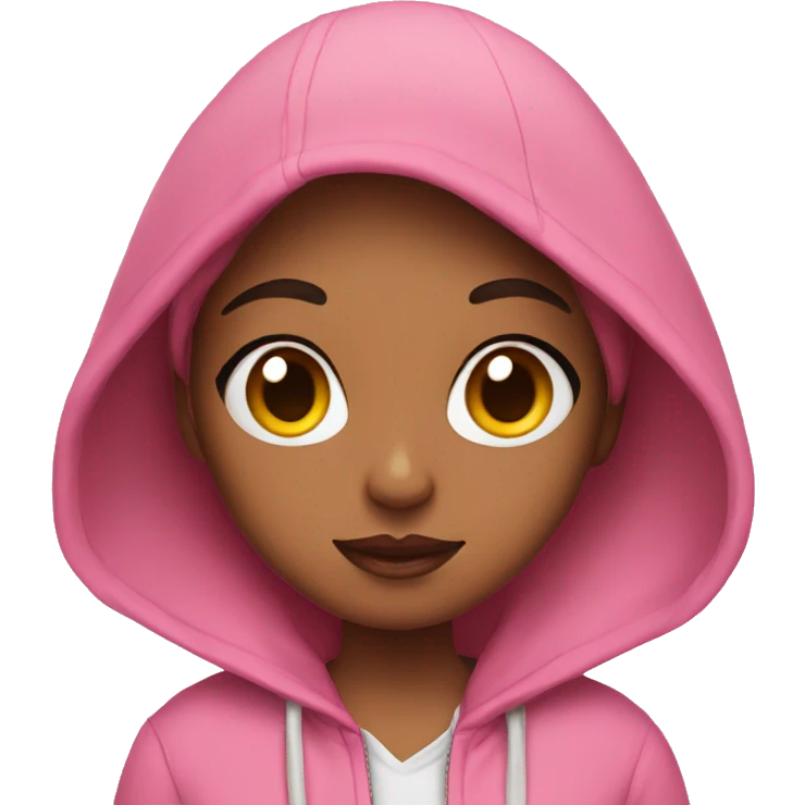 Pretty girl wearing makeup and a pink hoodie emoji