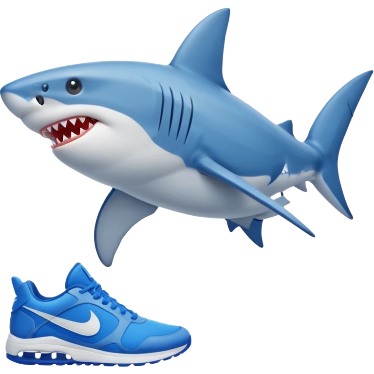 A shark with blue Nike shoes emoji