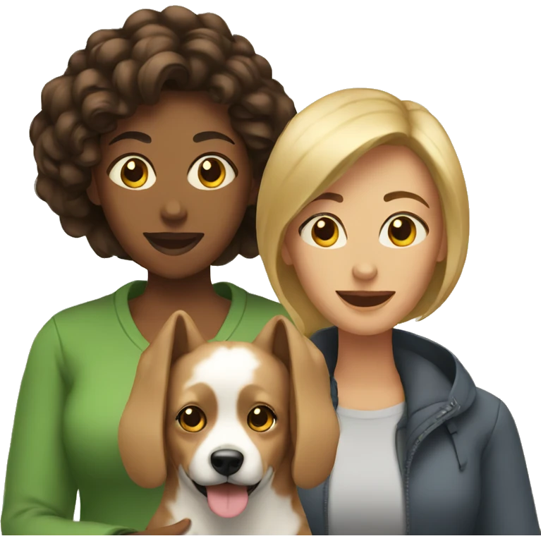 two women with a dog emoji