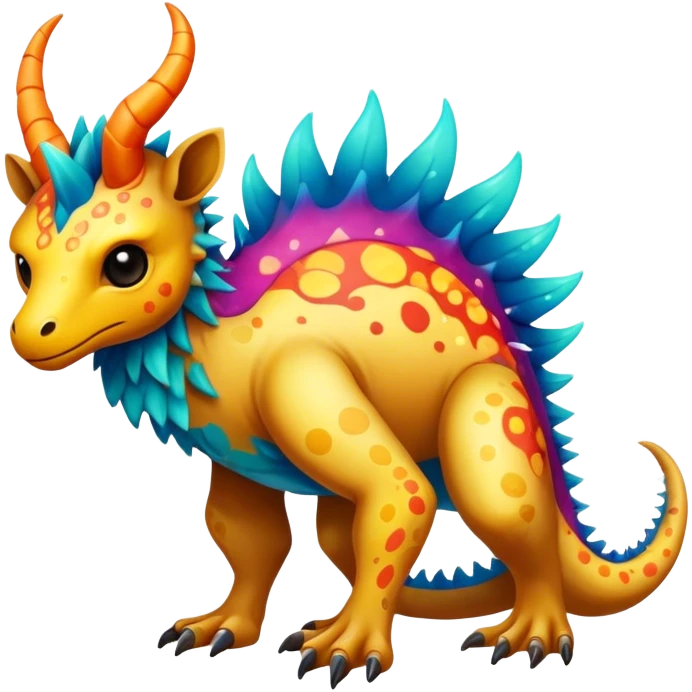 a colorful edgy vernid-fionbri-creature with splash patterns full body emoji