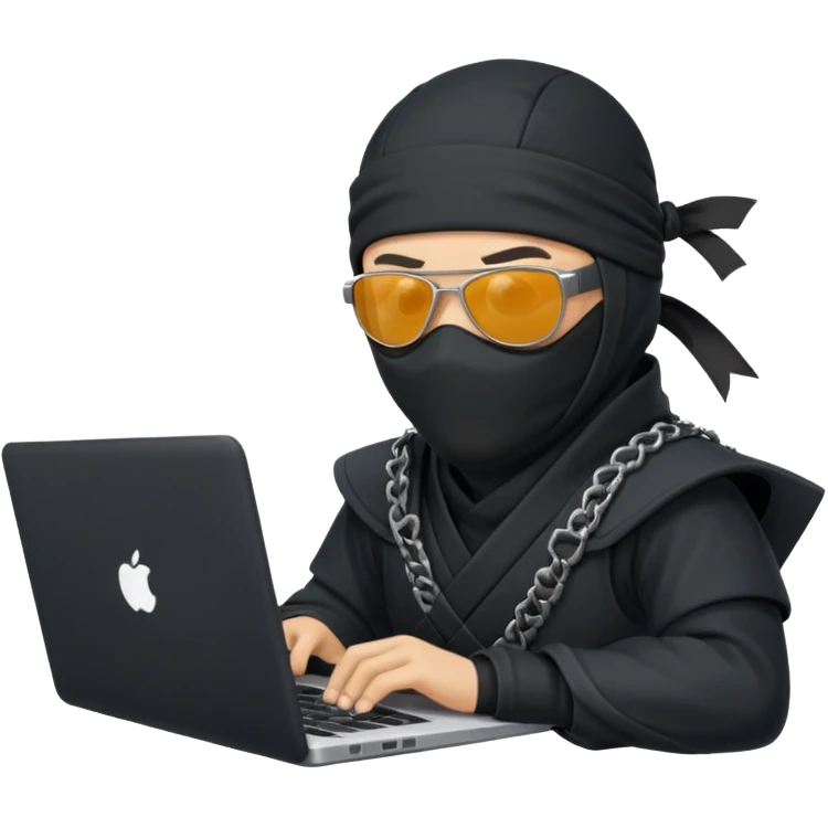 Ninja with sunglasses on laptop emoji