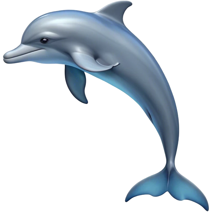 Cinematic Noble Bottlenose Dolphin Portrait Emoji, Poised and regal, with a sleek, streamlined body of shiny, glossy blue-gray skin, expressive, intelligent eyes, and a gracefully arched dorsal fin, Simplified yet sharp and sophisticated features, highly detailed, glowing with a radiant, sparkling aquatic glow, high shine, intelligent and majestic, stylized with an air of oceanic refinement, focused and elegant, soft glowing outline, capturing the essence of a watchful and confident dolphin that appears ready to leap out of the screen with effortless power! emoji