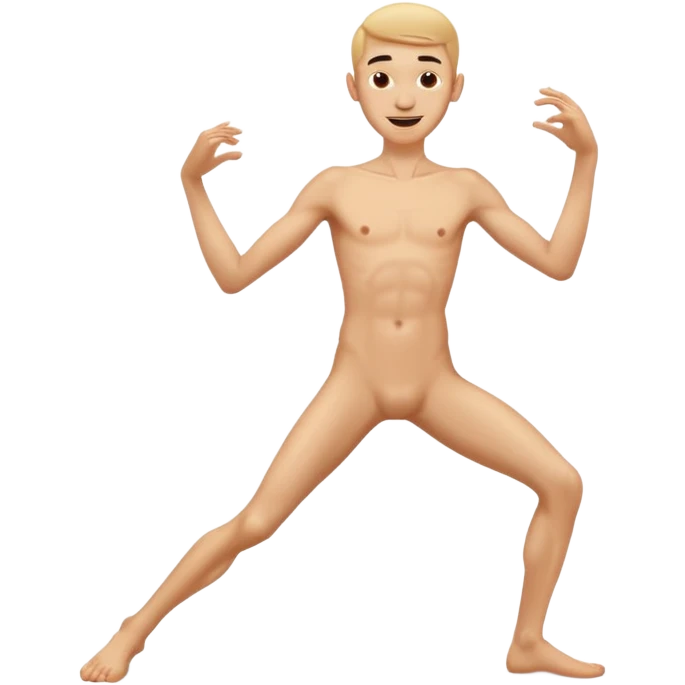 Skinny naked guy dancing happy emoji