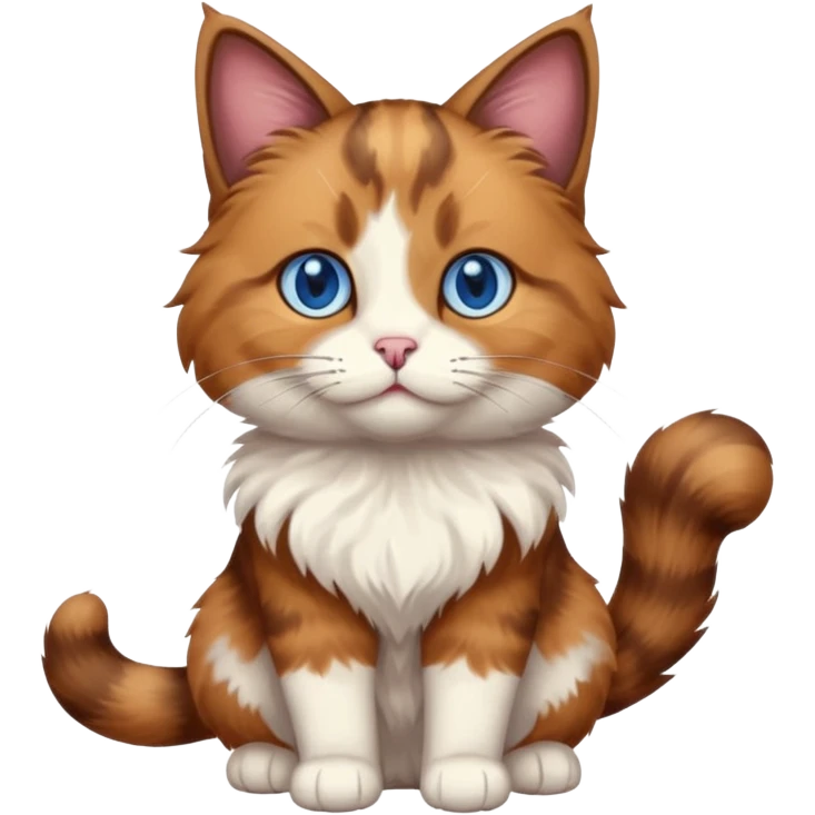 brown cat full body, blue eyes emoji