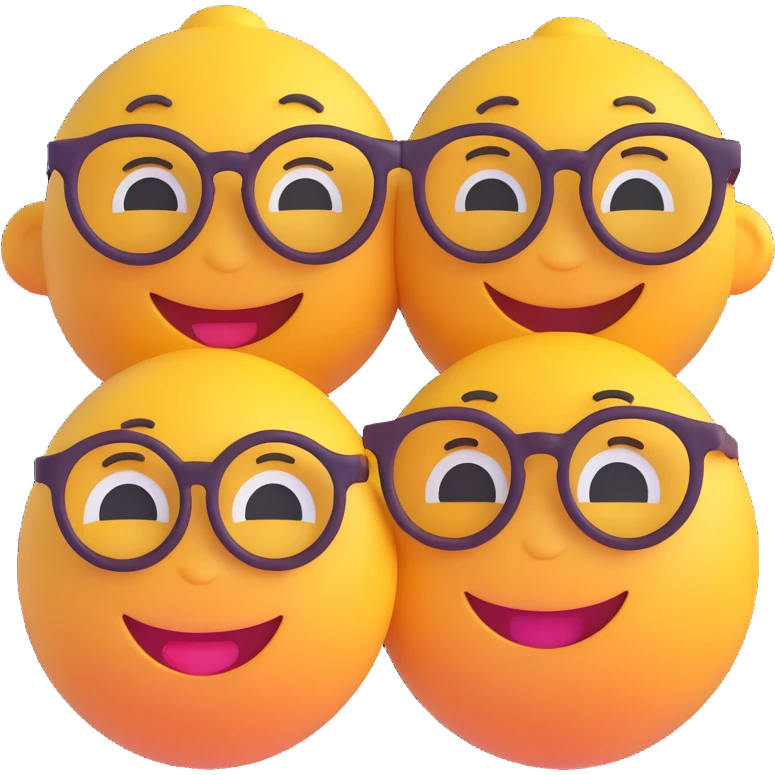 3D smiley emoji, round shape, grandparents with grandchild, colorful, smiling face emoji