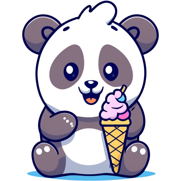 Panda eating ice cream emoji