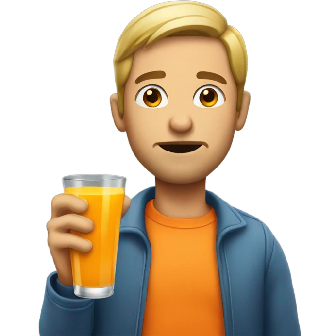 Man drinking orange juice  emoji