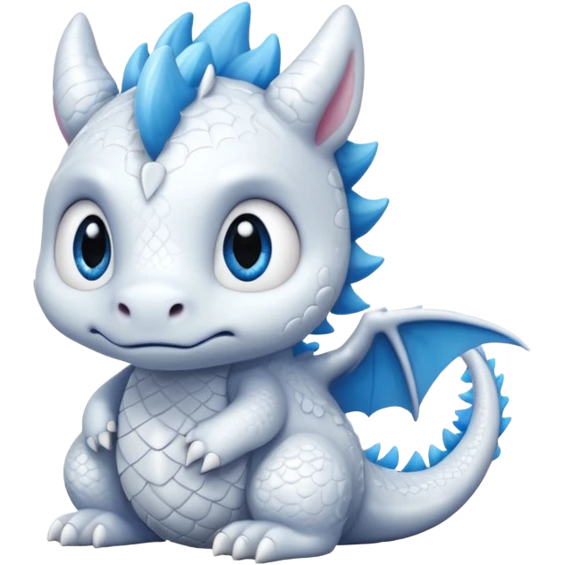 sad white cute dragon emoji