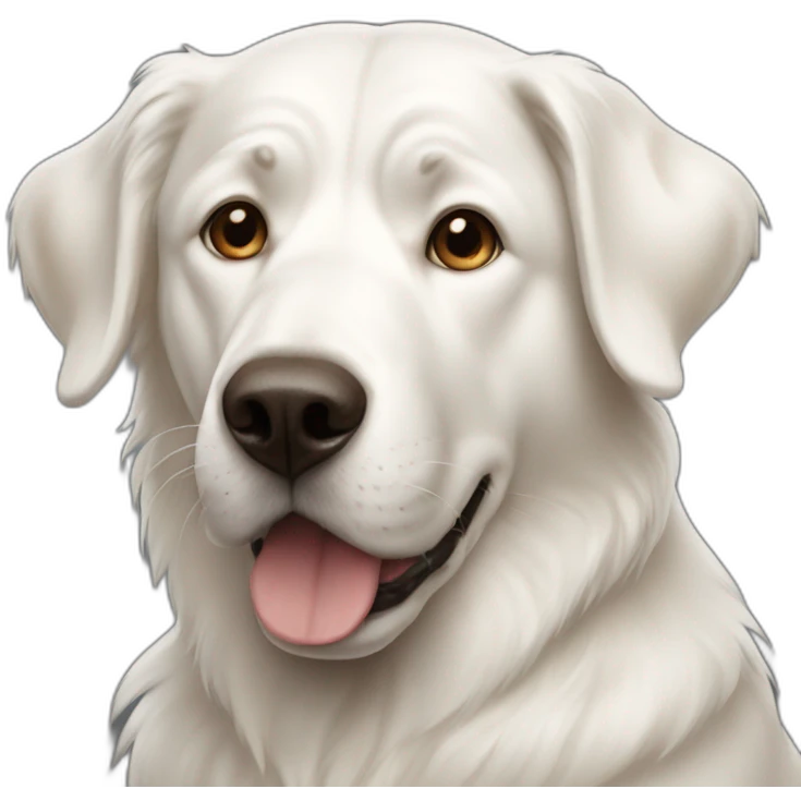 big white dog with a brown left ear emoji