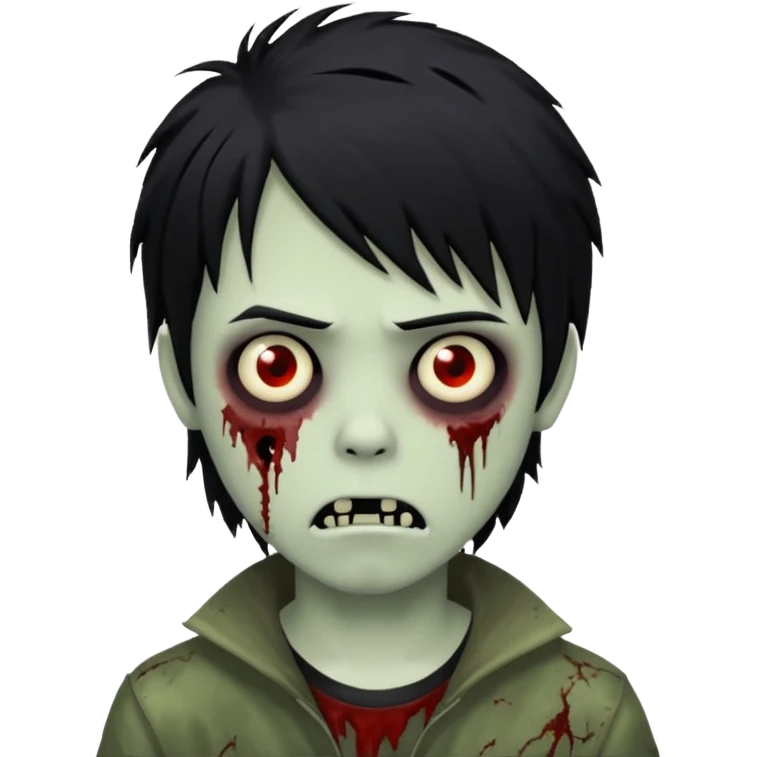 Boy, zombie, black hair, medium long, emo, shaggy, dark, spooky emoji