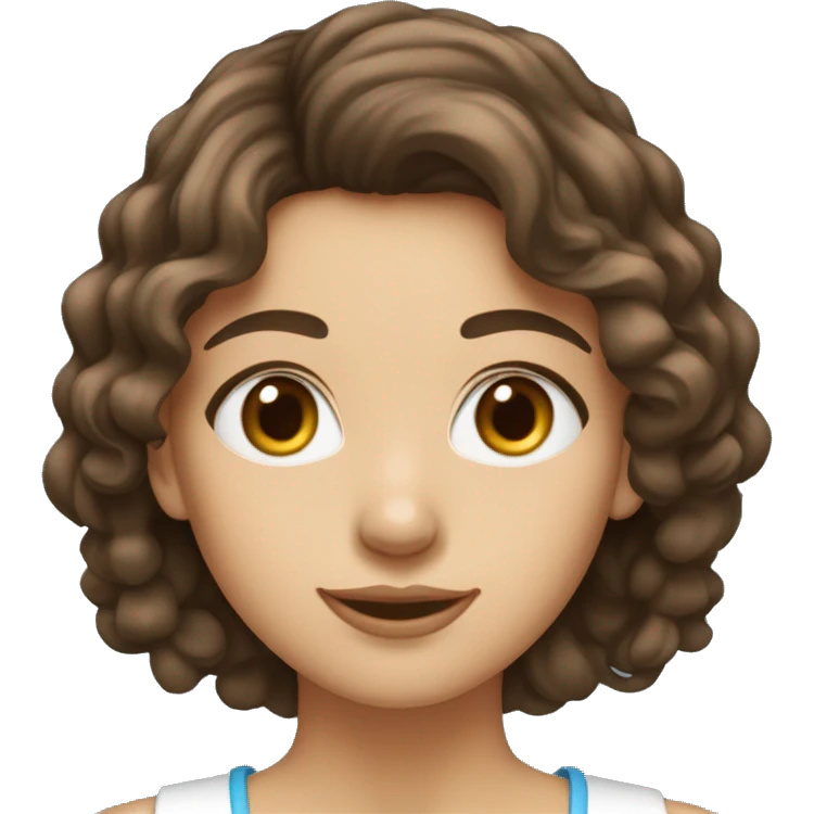 Femme brune cheveux bouclés avec yeux bleus blanche emoji