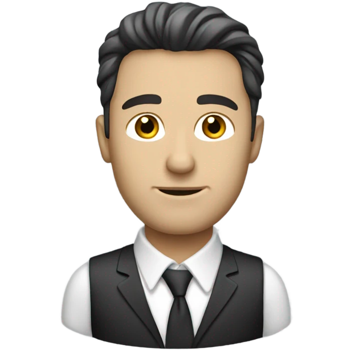 caucasian businessman black messy straight hair emoji