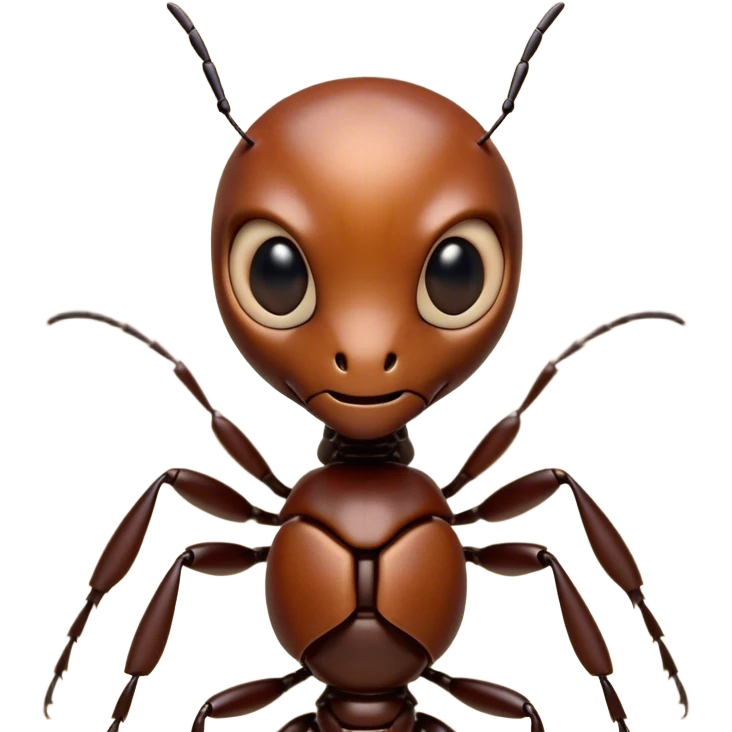 Cinematic Realistic Noble Ant Portrait Emoji, Poised and industrious, with a compact, meticulously segmented body covered in smooth, natural brown exoskeleton and focused, determined eyes rendered in lifelike detail, high shine, intelligent and resilient, styled with an air of urban diligence, focused and attentive, soft glowing outline, capturing the essence of a watchful and confident ant that appears ready to march out of the screen with unwavering authority! emoji