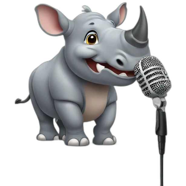 cute rhino with microphone emoji
