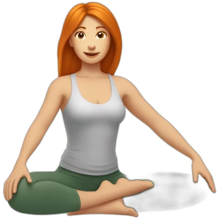 UneFemme rousse qui fait du yoga les yeux fermés emoji