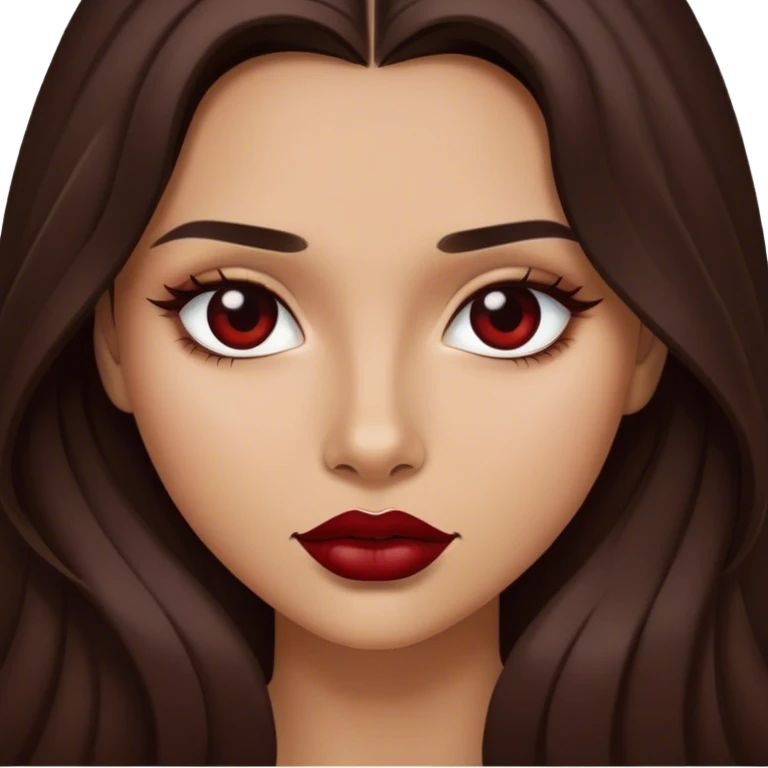 A brunette girl with long hair and dark red lipstick is sexy emoji