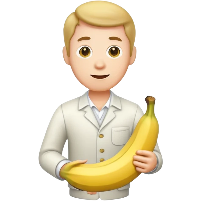 Roald from animal crossing holding a banana emoji