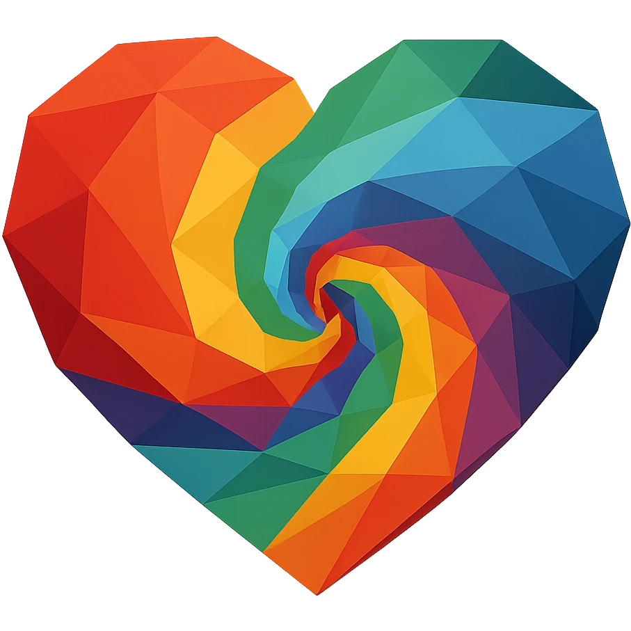 heart with a rainbow swirl pattern, digital illustration style, no background emoji