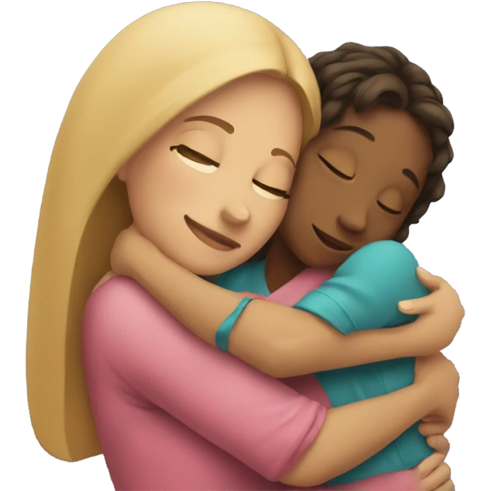 Mother huggings with a girl emoji